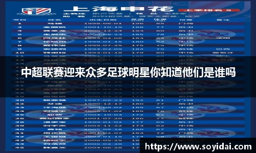 中超联赛迎来众多足球明星你知道他们是谁吗